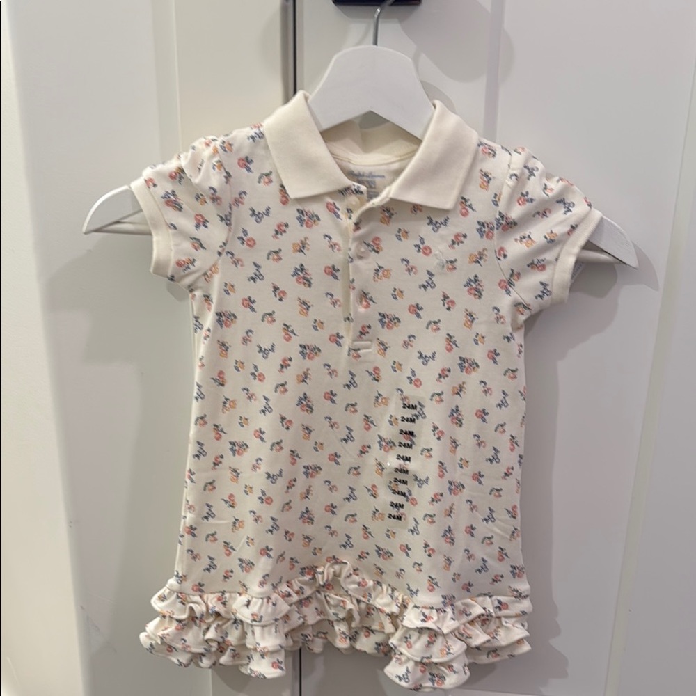 Ralph Lauren Floral Cream Kids Polo dress with under pants .
